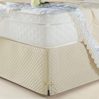 Imagem de Saia Cama Box Casal Padrão Tunísia Microfibra Matelada c/ Pingente - Bege