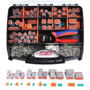 Imagem de MUYI Kits de conectores DT 371 peças, conectores de 2/3/4/6/8/12 pinos para 20 chicotes de cabos 18 16 14AWG, tamanho incluído 16 contatos de barril sólido, crimpador de fio, descascador de fios e