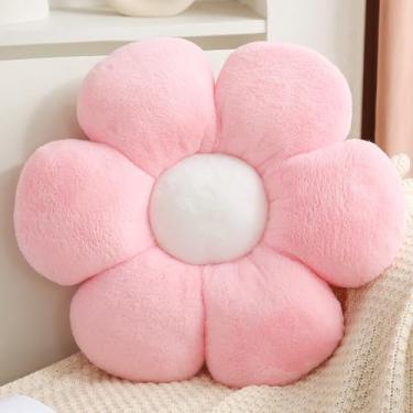 Imagem de CANGHI Travesseiro de flores – Lindas almofadas em forma de margarida, almofada de flor, assento de chão para quarto de meninas, decoração de sofá, cadeira estética (rosa, 40 cm)