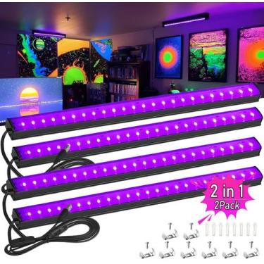 Imagem de Barra de luz LED preta GOADROM 15W USB 4 unidades para Glow Party