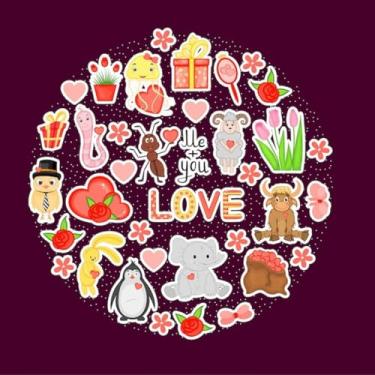 Imagem de Adesivo Infantil Kawai Decorativo para Quarto Caderno Parede Temático de Valentine s Day e Férias 50x50cm