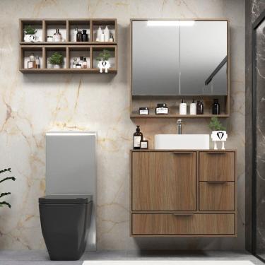 Imagem de Gabinete para Banheiro Modular 100% Mdf Bp Prime Yescasa Noce