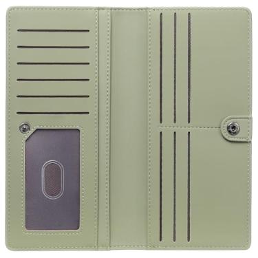 Imagem de GOIACII Carteiras finas femininas com bloqueio de RFID, 2 bolsos com zíper, bolsa clutch feminina fina, D02 verde