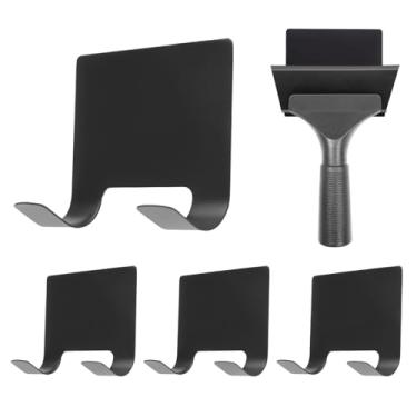 Imagem de MOROBOR 4 ganchos adesivos para rodo de chuveiro, porta-raspadores multiuso ganchos de toalha de aço inoxidável à prova d'água ganchos de armazenamento acessórios de banho para cozinha e banheiro