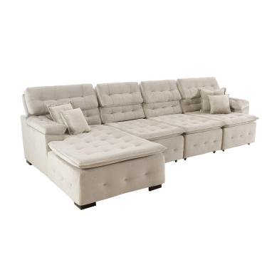 Imagem de Sofá Orlando 3.45x1.90m Com Chaise, Retrátil E Reclinável - Bege