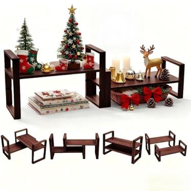 Imagem de Mcoalduo Prateleiras de mesa e fora da superfície atualizadas, juntas interligadas sem ferramentas para maior estabilidade, madeira de pinho maciça, capacidade de carga de 59 kg para escritório