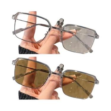 Imagem de Óculos De Sol Vintage Unissex Fotochromic Quadrados Anti Luz Azul Ócul