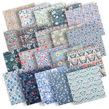 Imagem de 20 peças de tecido floral vintage 50,8 x 50,8 cm, tecido acolchoado quadrados, pacotes de tecidos de retalhos pré-cortados para costura, artesanato, bolsas artesanais, roupas