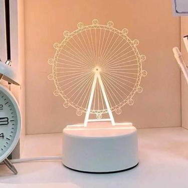 Imagem de Luminária Decorativa Abajur 3D Led Usb Rosa Gigante - Top Útil