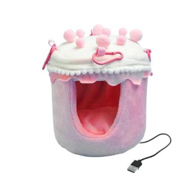 Imagem de KiBcsLic Casinha aconchegante e aquecida para pássaros, em formato de bolo, acessório criativo para gaiola de papagaios e calopsitas, Rosa
