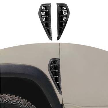 Imagem de JOSHELA Para RAM TRX Fender Vent Trim Cover Fit for RAM TRX 2018-Present Black Carbon Fiber Acessórios Exteriores 2pcs