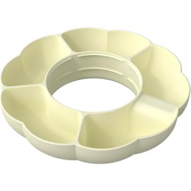 Imagem de Genérico Bandeja Petisqueira Flor em Silicone, Organizador de Lanches, Suporte para Copo, Cor Creme, Formato Redondo