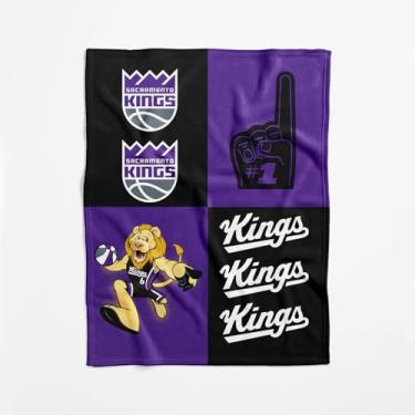 Imagem de Cobertor para bebê NBA Sacramento Kings oficialmente licenciado, 101 x 127 cm, poliéster leve e macio, design dominó