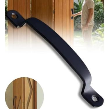 Imagem de Puxador Porta Camarão Preto Aluminio Correr Madeira Parafuso Preto