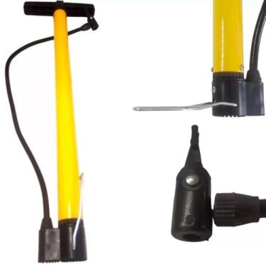 Imagem de Bomba de Ar Portátil Alta Pressão Pneus Bike Carro Moto Bola - Até 160 PSI Manômetro 2 Bicos Infláveis