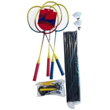Imagem de Kit Badminton 4 Raquetes 2 Petecas 1 Rede Aluminio