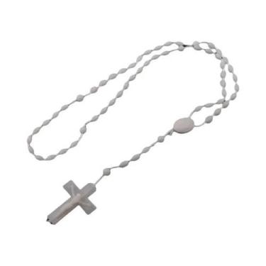 Imagem de 12/120 peças rosário de plástico contas cruz com colar de jesus catoli