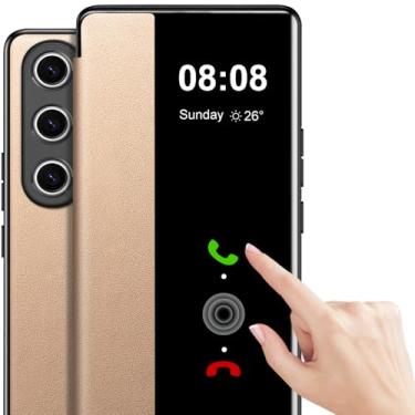 Imagem de Capa para Samsung Galaxy S24 Ultra Flip Couro Transparente S-View [Janela Sensível ao Toque] para Samsung S24 Ultra Capa de Telemóvel Janela Inteligente Capa Protetora Rígida À Prova de Choque Galaxy