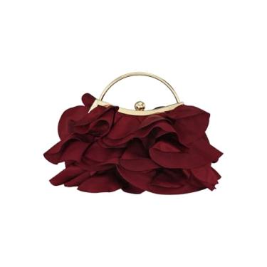 Imagem de SweatyRocks Bolsa feminina floral quadrada formal alça superior bolsas noturnas pequenas bolsas de festa, Borgonha, One Size