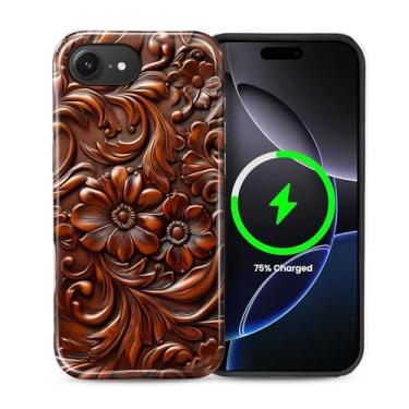 Imagem de Flivro Capa magnética para iPhone 16e, compatível com capa rígida Magsafe PC e amortecedor interno de silicone, antiarranhões, à prova de impacto, design fino, estilo caubói ocidental esculpido em