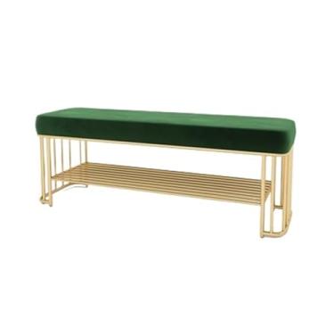 Imagem de Armários para sapatos com prateleiras para sapatos Banco de sapatos, banco, com almofada, assento acolchoado, entrada armazenamento, metal para, corredor, mudroom, sala estar(Green,100 * 35 * 45cm)