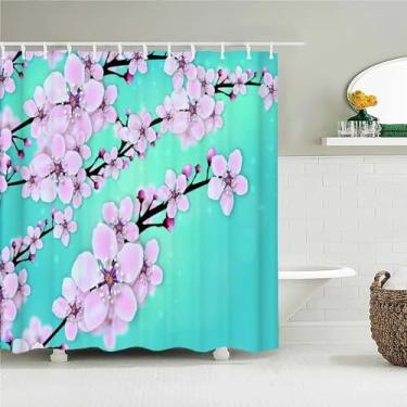 Imagem de Cortina de chuveiro impermeável coloridas lindas flores ameixa flores frábicas cortinas de banheiro com ganchos decoração de tela de banheira 35 x 83 pol. x 88 x 210 cm/LxA cortinas de chuveiro