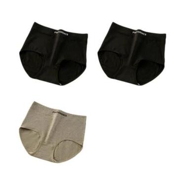 Imagem de Conjunto De 3 Calcinhas De Algodão De Cintura Alta Para Mulheres, Conf
