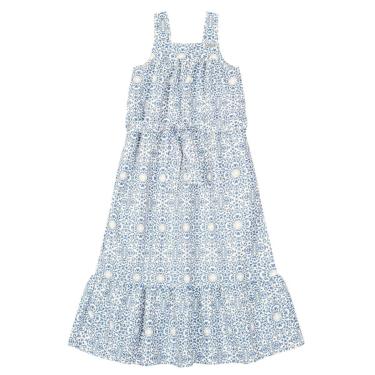 Imagem de Vestido longo Infantil Estampado Crepe Party Azul Mundi-Feminino