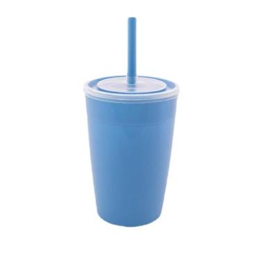 Imagem de Copo Para Crianças Com Canudo e Tampa Fixos Resistente Ótimo Infantil 