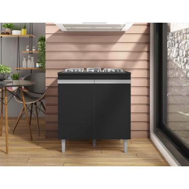 Imagem de Gabinete Balcão Andreia para Cooktop 4 ou 5 Bocas Ajl Móveis, Preto