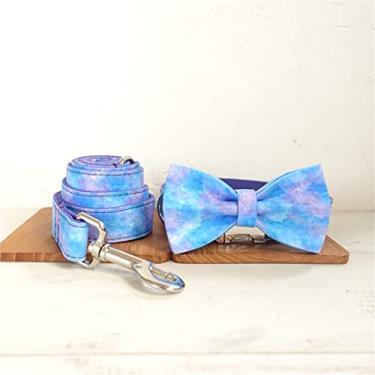 Imagem de Coleiras de cachorro com padrão de designer para cães pequenos e grandes conjunto de coleira de cachorro de identificação personalizada fivela de metal gravata borboleta coleira para animais de