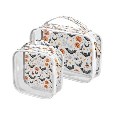 Imagem de xigua Linda bolsa de maquiagem para morcegos de Halloween para mulheres, bolsa de cosméticos de viagem, bolsa de higiene portátil à prova d'água para viagens, férias, organização de banheiro