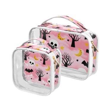 Imagem de xigua Bolsa de maquiagem de caveira de Halloween para mulheres, bolsa de cosméticos de viagem, bolsa de higiene portátil à prova d'água para viagens, férias, organização de banheiro