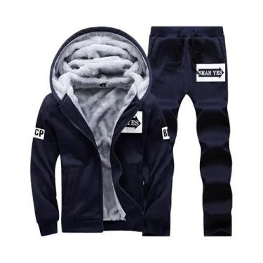 Imagem de Conjunto De Esportes De Inverno Masculino, Moletom Casual Com Capuz E 