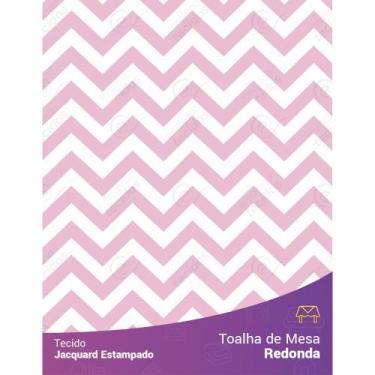 Imagem de Toalha de Mesa Redonda em Tecido Jacquard Estampado Chevron Rosa Bebê,