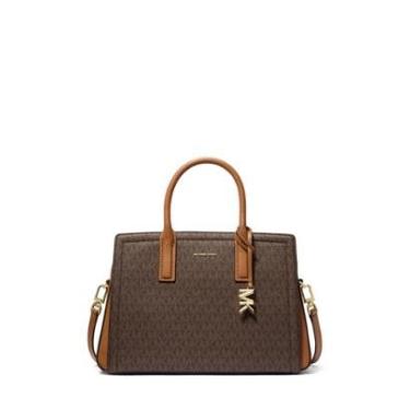 Imagem de Bolsa Michael Kors Laila Medium Signature Logo Satchel Marrom - 30R5G9IS6B-Feminino