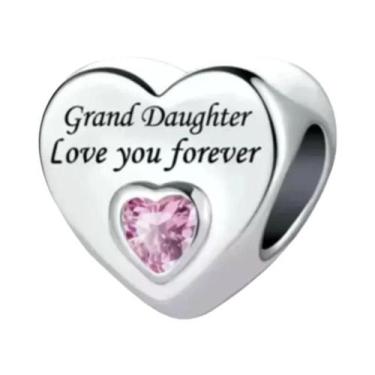 Imagem de Pulseira Feminina De Prata Esterlina 925 Com Berloques De Coração 'Amo