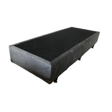 Imagem de Cama Box Solteiro Box Suede Base com Pés Fixos Grafite para Dormitório Confortável e Estável