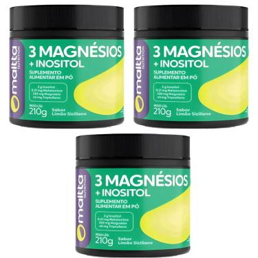 Imagem de Kit 3 3 Magnésios + Inositol em pó Sabor Limão 3x210g - Maltta-Unissex