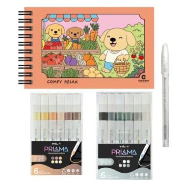 Imagem de Kit Colorir Livro de Colorir Marcadores Caneta Gel - SAKURA SHOP