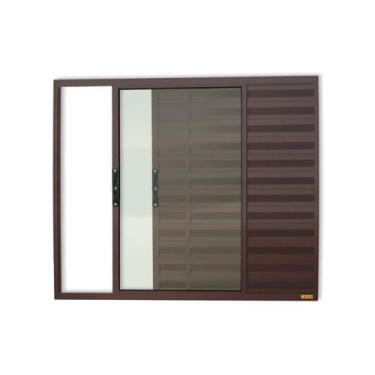 Imagem de Janela Janela Veneziana Confort 3 Folhas Vidro Liso 100cm x 100cm Brim