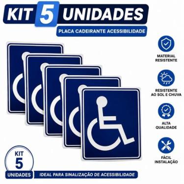 Imagem de Kit 5 Placas Cadeirante Acessibilidade Deficiente PCD - JA