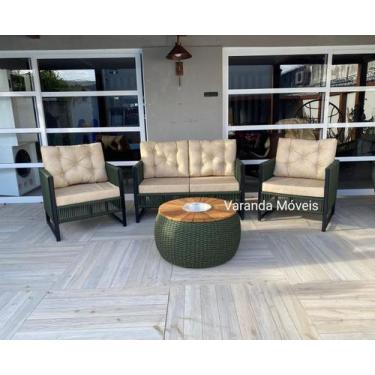 Imagem de Conjunto Sofá Poltronas Mesa Área Externa Interna Varanda Jardim em Co