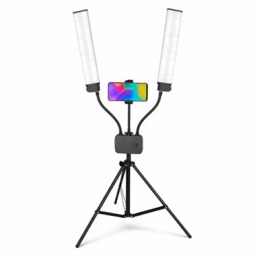 Imagem de Luz LED com Suporte Duplo e Tripé 2,1m  Iluminador Ajustável para Víde