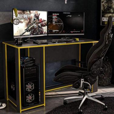 Imagem de Mesa Gamer Singapura Preto E Amarelo Politorno