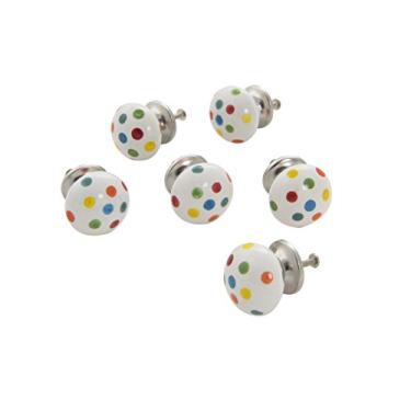 Imagem de Dritz Home 47029A Puxador de bola de cerâmica com bolinhas, multicolorido (6 peças)