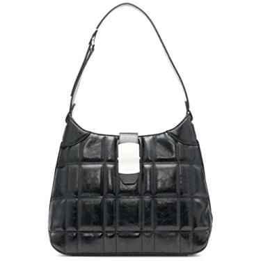 Imagem de Calvin Klein Bolsa de ombro Frankie, Grade acolchoada preta, One Size