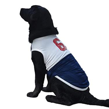 Imagem de JENPECH Roupas para cães secagem rápida gola redonda camiseta para animais de estimação roupas para cães grandes para passeios azul marinho G