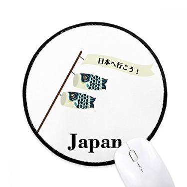 Imagem de Tapete de mouse tradicional japonês Lucky Koinobori desktop escritório tapete redondo para computador