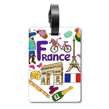 Imagem de França amor coração landscap bandeira nacional mala etiqueta bagagem cartão pendurado etiqueta scutcheon, Multicolorido.